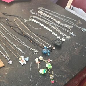 Silver and Black Teenage Girl Bundle Necklace Set